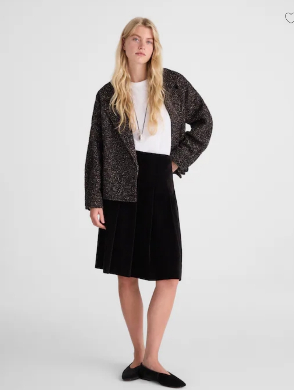 Madewell Pleated Midi Skirt NY249 Size 6 NWT Black Velvet